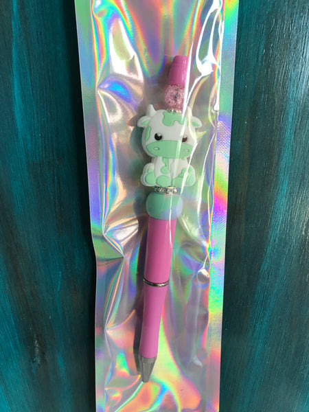 Beaded Pens-Mint Cow