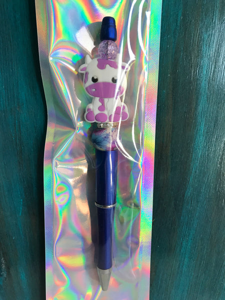 Beaded Pens-Purple Cow