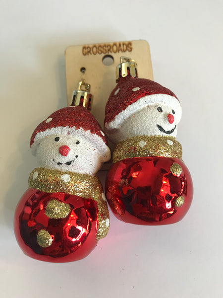 Snowman Earrings-Giant Red/Gold