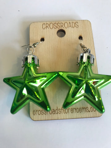 Christmas Star Earrings-Green