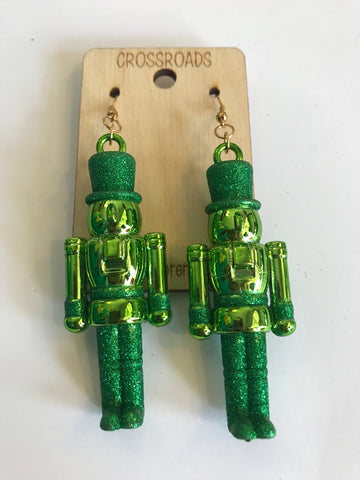 Christmas Toy Soldier Earrings-Green