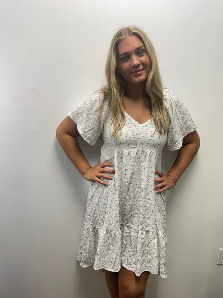 Umgee Floral w/cut back Dress-White