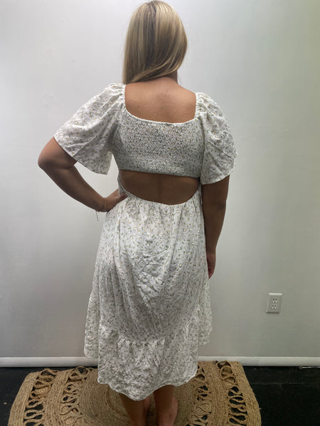 Umgee Floral w/cut back Dress-Pink-back