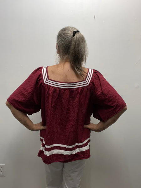 She & Sky Maroon/White Stripe Game Day Top Brittany Wilson