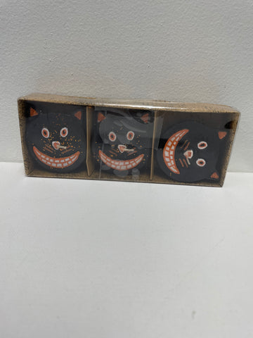 Set of 3 Halloween Cat Floating Candles