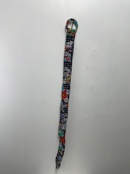 Belts-black check/floral-34"long