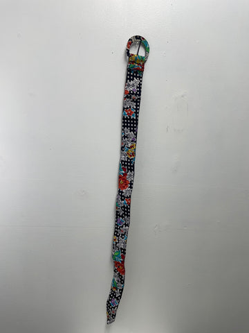 Belts-black check/floral-34"long