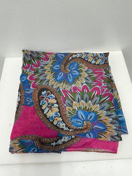 Burgundy Blue Floral Infinity Scarf