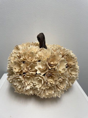 9"Round 7"Tall Pumpkin decor-cream