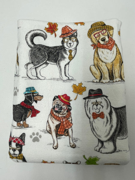 26"x16" Fall Kitchen Towels w/Dog Design