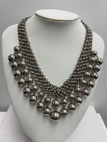 10" Silver Multiple Strand Ball Necklace
