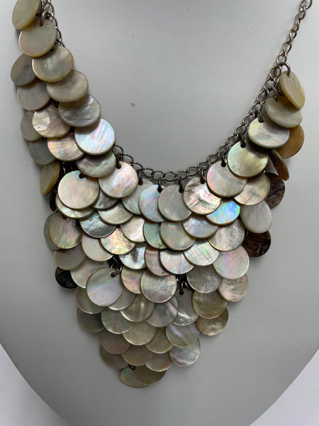 3 piece Mother of Pearl Disc Necklace/w bracelet and earrings