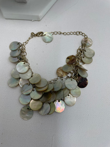 3 piece Mother of Pearl Disc Necklace/w bracelet and earrings