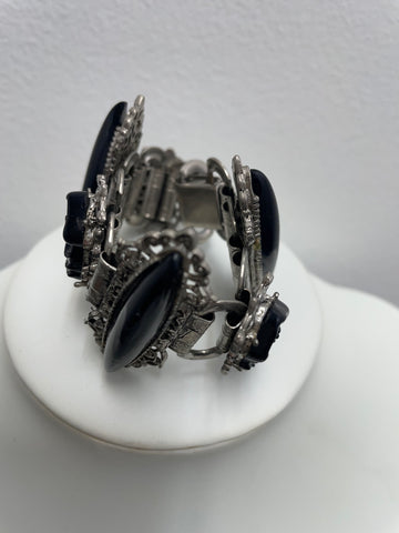 Clip On Small Black & Silver Bracelet