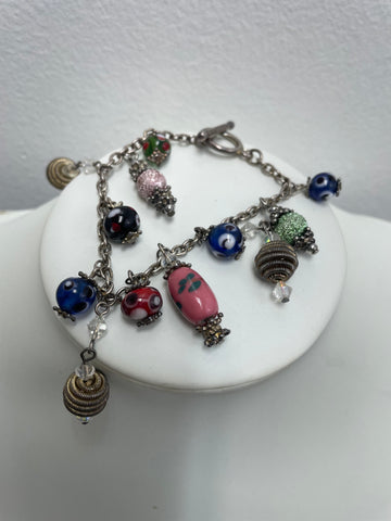 Multi Color Small Beaded Charm Bracelet