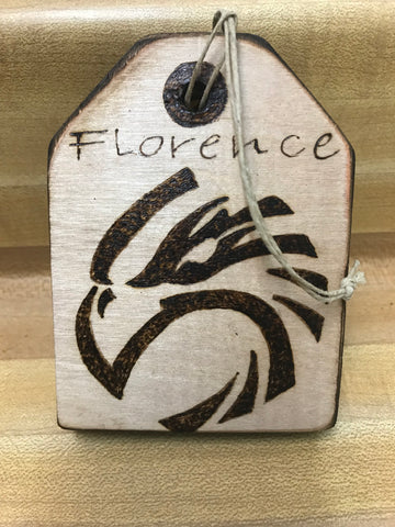 Handmade Wood Burned Gift Tags-Florence Eagles Emblem 