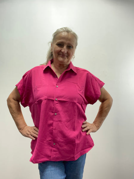 Entro-Hot Pink Button Down Top Brittany Wilson