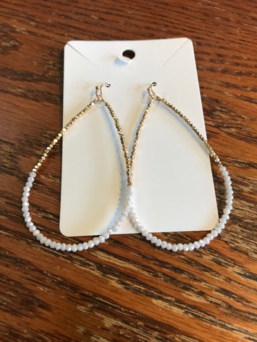 Micro-beaded Dazzle Teardrop Earrings-hite