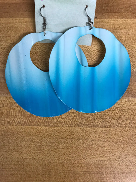 Neon Ombre Statement Earrings-Blue & White