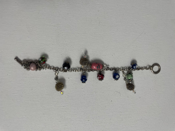 Pre-Love Multi Color Small Beaded Charm Bracelet-7"