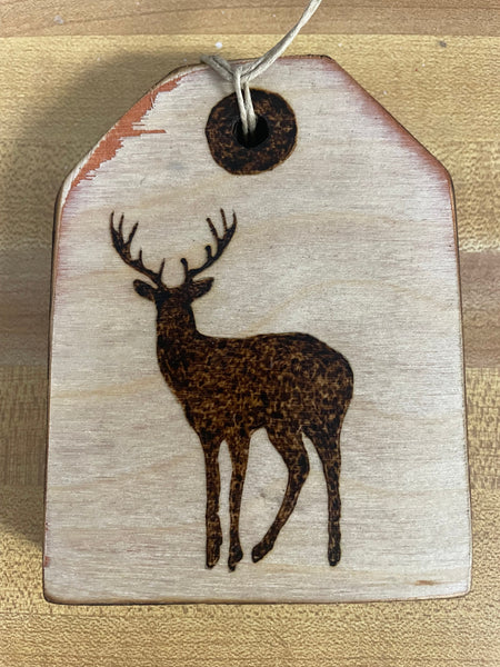 Handmade Wood burned Deer Gift Tags Rick Dantzler-buck