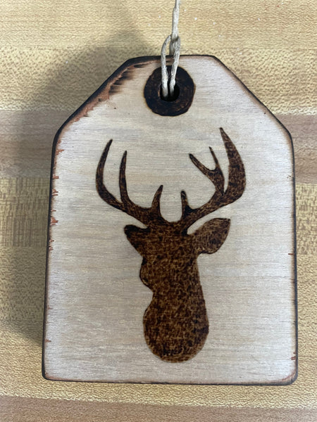Handmade Wood burned Deer Gift Tags Rick Dantzler-buck w/rack 2