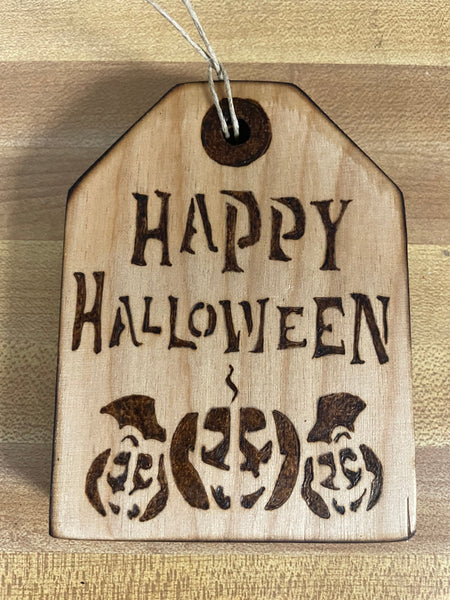 Halloween Wood Burned Gift Tags Rick Dantzler-happy halloween/pumpkins