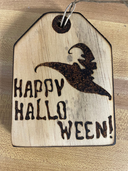 Halloween Wood Burned Gift Tags Rick Dantzler-happy halloween/witch