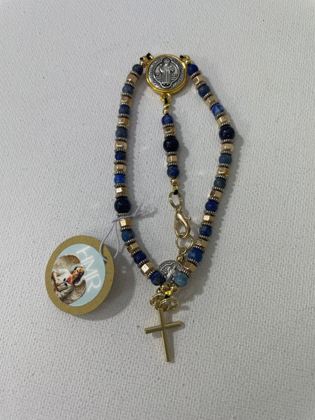 Religious Rosary Style Bracelets Stephanie Lewis-Gold/light blue
