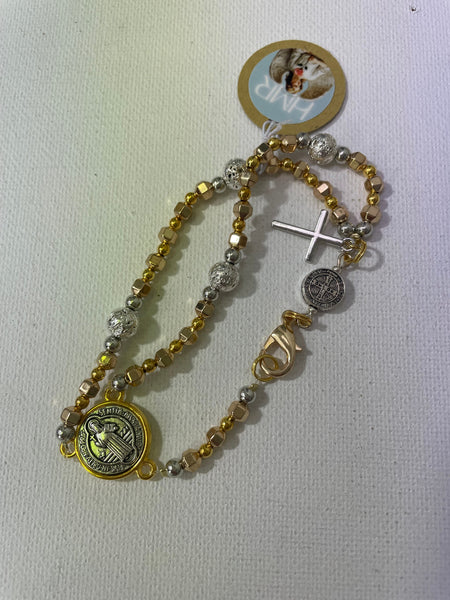 Religious Rosary Style Bracelets Stephanie Lewis-gold/silver