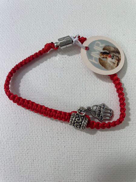 Red String Bracelets w/charms Stephanie Lewis-silver mushroom