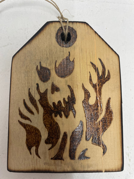 Halloween 4"x3" Wood Burned Gift Tags Rick Dantzler-Ghost fire