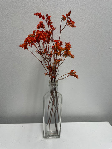 6"Tall Clear Glass Bottle w/dried orange flowers