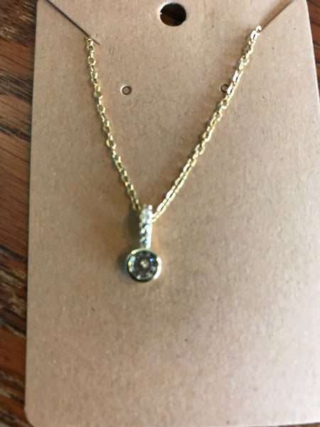 Rhinestone Pendant Necklace-circle