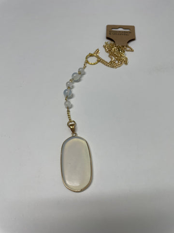 Designer Necklaces Stephanie Lewis-gold/oval white stone