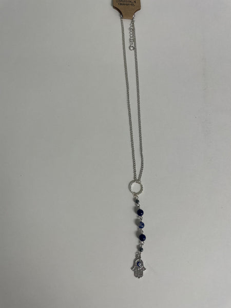 Designer Necklaces Stephanie Lewis-string blue beads with hand