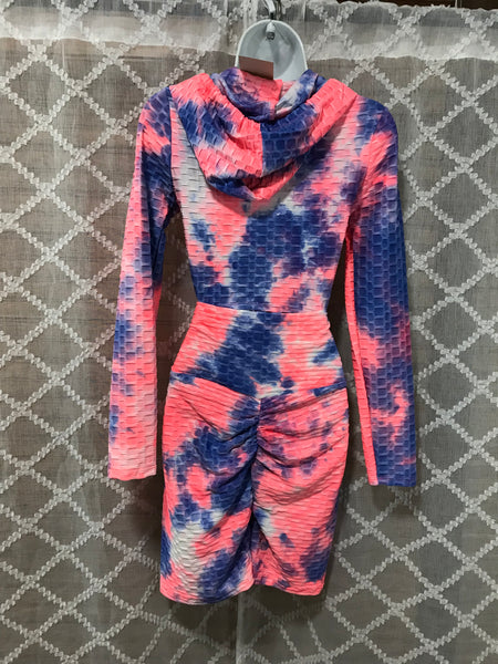 Tye Dye Clothing-blue and pink top with hodie