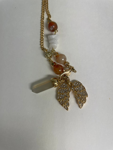 Pendulum Necklace Stephanie Lewis-cream wings