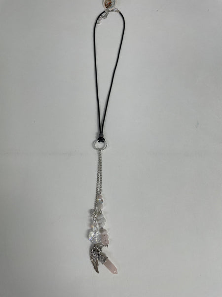 Pendulum Necklace Stephanie Lewis-silver wing pink
