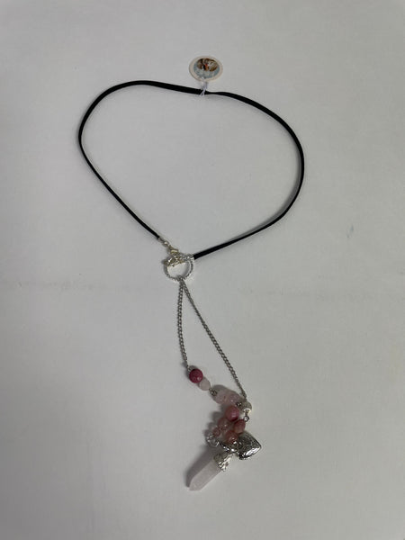 Pendulum Necklace Stephanie Lewis-Pink silver heart 
