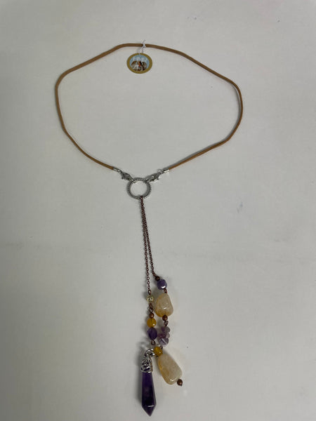 Pendulum Necklace Stephanie Lewis-purple tan 