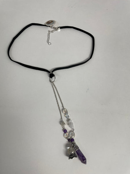 Pendulum Necklace Stephanie Lewis purple/white