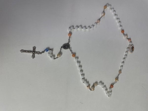 Rosary Bead Necklace Stephanie Lewis-peach opal & glass