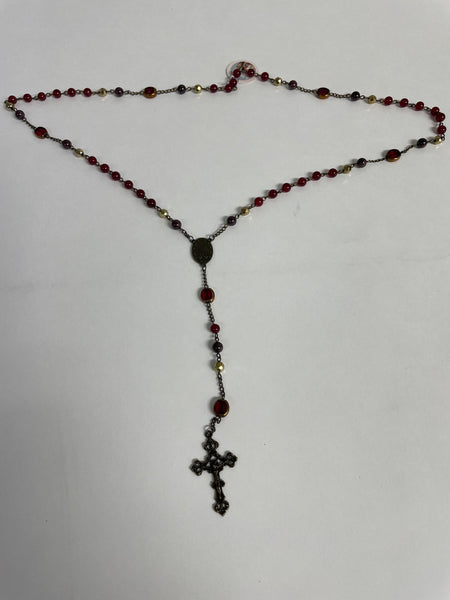Rosary Bead Necklace Stephanie Lewis-red garnet