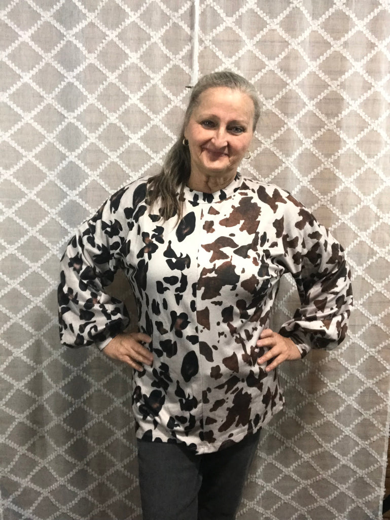 My Good Side Leopard/Cow Print Color Block Top