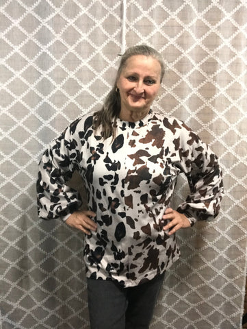 My Good Side Leopard/Cow Print Color Block Top