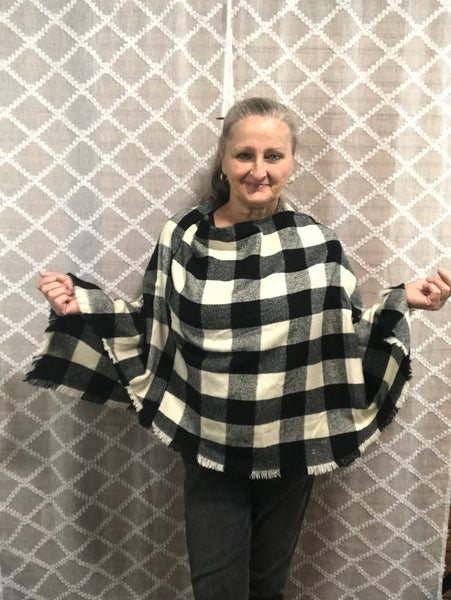 Black and White Checked poncho