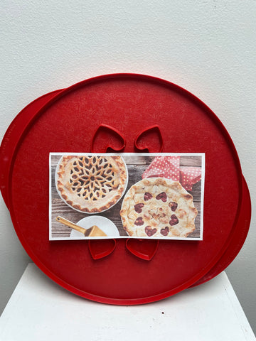 12" Round Pie Crust cutter w/hearts and flower design