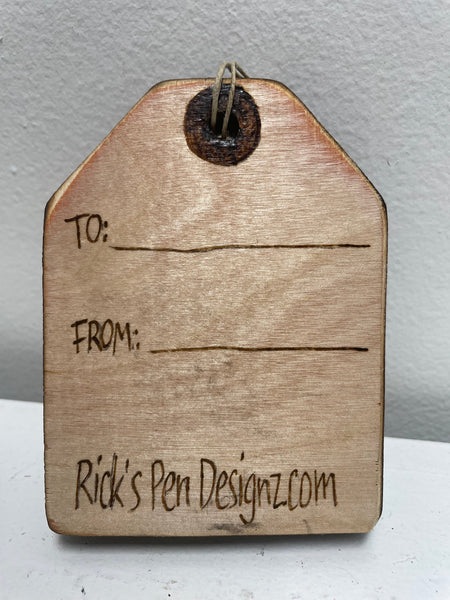 Handmade Wood burned BLESSED Happy New Year Gift Tag w/to and from on back