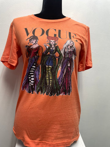 Small Canvas T-Shirt Orange w/hocus pocus witches